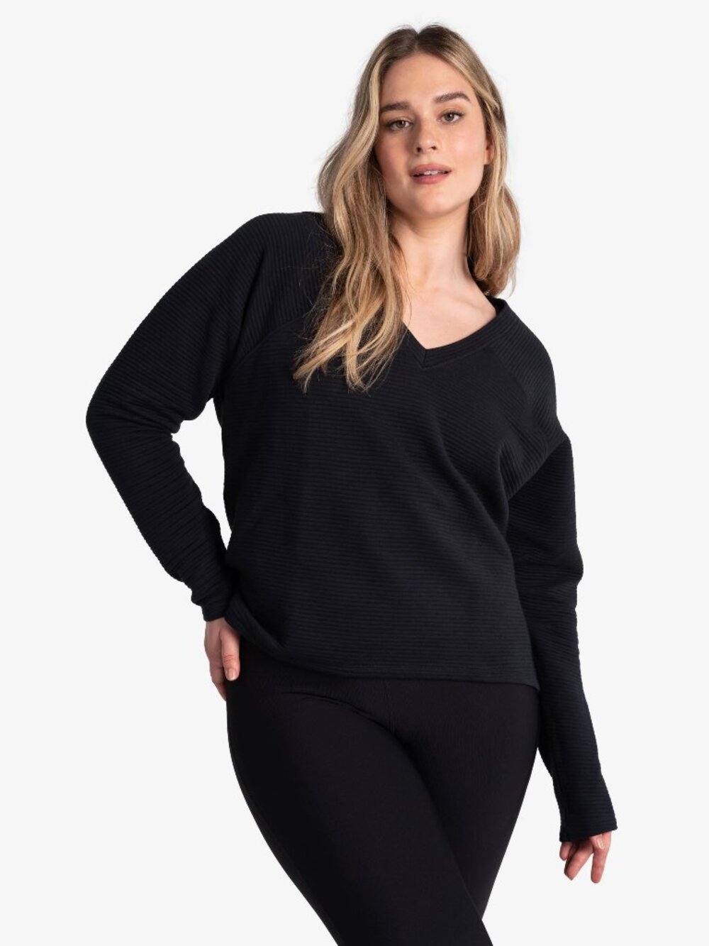 Lolë V-Neck Ottoman Sweater NWT